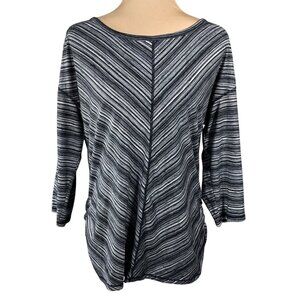 Talbots Ruched Side Top Stripe Black Stretch Cotton Blend Size M Medium